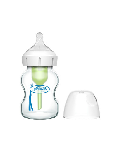 Dr. Brown's Options+ 150 ml wide-neck anti-colic glass baby bottle