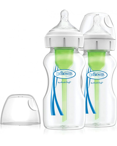 Dr. Brown's Options+ 270 ml wide-neck anti-colic bottles, 2-pack