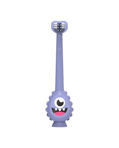 Cepillo de dientes ToothScrubber de Dr. Brown's, monstruo morado, cabezal de tres caras