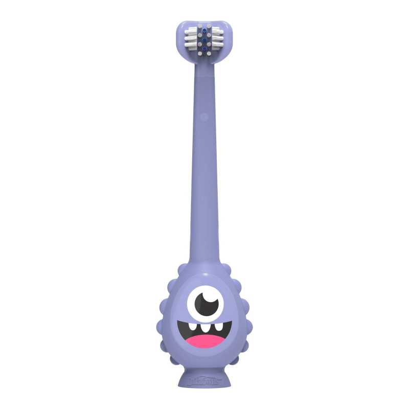 Cepillo de dientes ToothScrubber de Dr. Brown's, monstruo morado, cabezal de tres caras