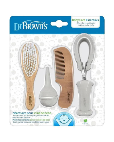 طقم العناية بالرضيع 5 قطع من Dr. Brown's بمقصّ وعلبة وشفّاط أنف وفرشاة ومشط