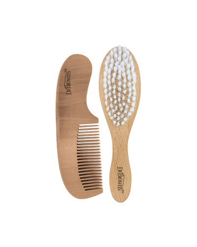 Cepillo y peine para bebé de madera Soft and Safe de Dr. Brown's