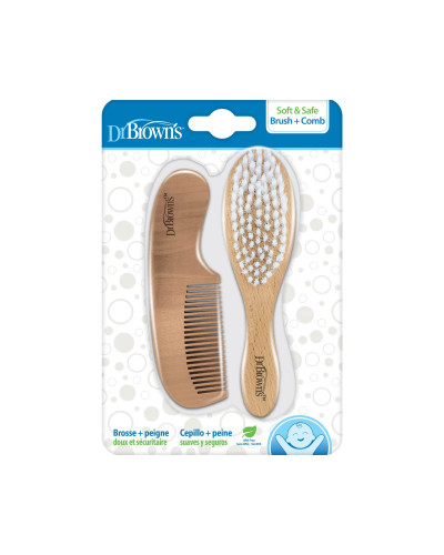 Cepillo y peine para bebé de madera Soft and Safe de Dr. Brown's
