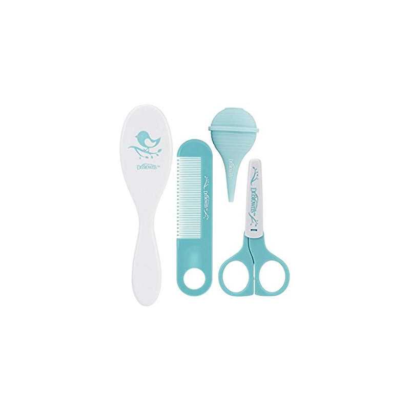 طقم العناية بالرضيع 4 قطع من Dr. Brown's: فرشاة ومشط وشفّاط أنف ومقصّ طقم العناية بالرضيع 4 قطع من Dr. Brown's: فرشاة ومشط وشفّاط أنف ومقصّ