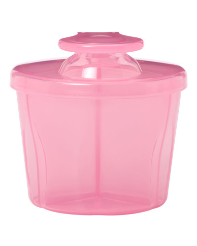 Pink Dr. Brown's 3-compartment formula dispenser with pouring spout