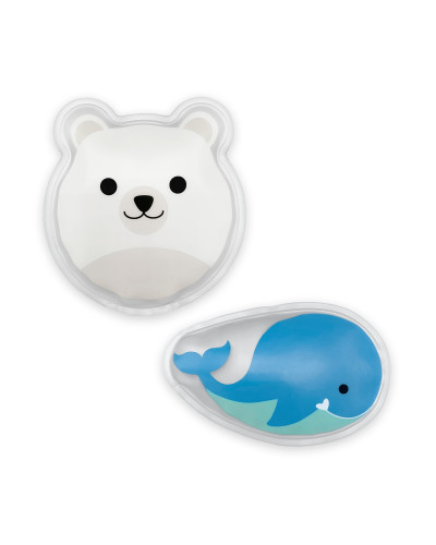 Dr. Brown's cold compresses, polar bear and whale, 2-pack