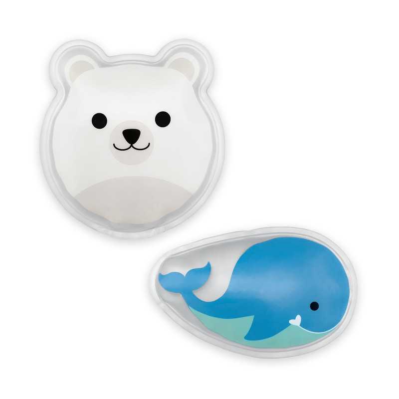 Dr. Brown's cold compresses, polar bear and whale, 2-pack