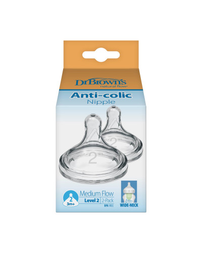 Tetinas Dr. Brown's de boca ancha nivel 2, pack de 2