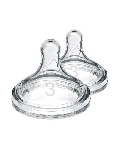 2 tétines Dr. Brown's col large niveau 3 en silicone