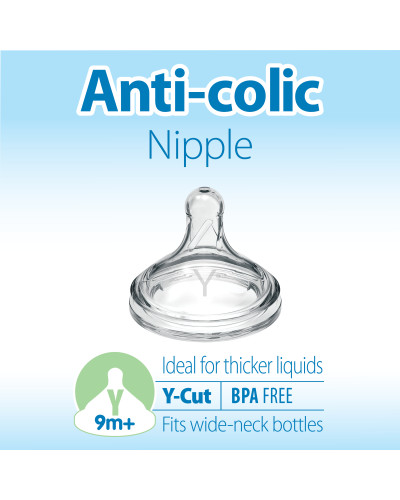 Dr. Brown's wide-neck Y-Cut bottle nipples, 2-pack