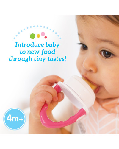 Dr. Brown's Fresh Firsts pink silicone baby feeder