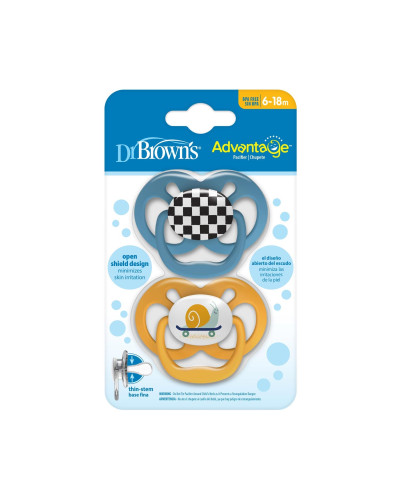 Pack de 2 chupetes Advantage Stage 2 azules Dr. Brown's