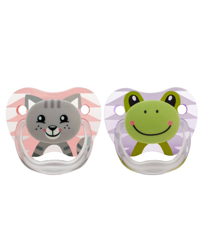 Pack de 2 chupetes PreVent Printed Shield 0-6 meses rosa y violeta Dr. Brown's