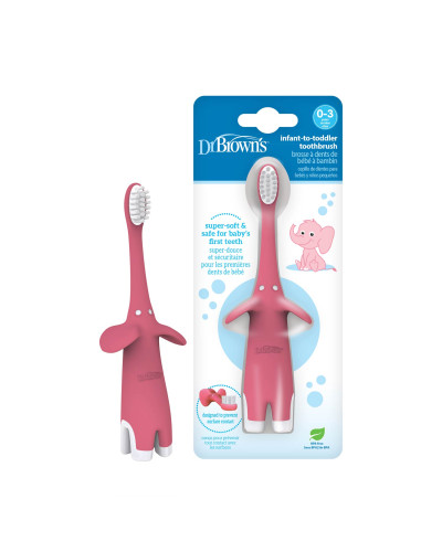 Dr. Brown's Infant-to-Toddler Elephant Pink toothbrush