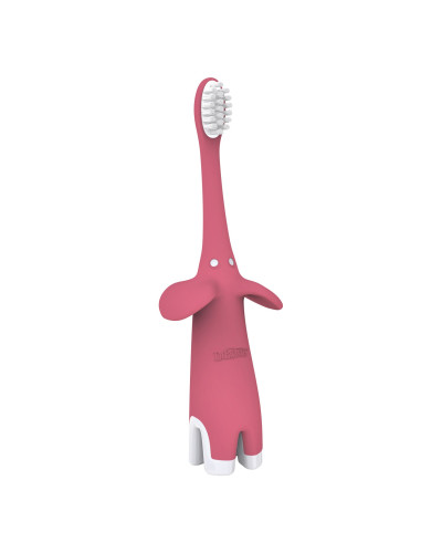 Brosse à dents bébé Dr. Brown's éléphant rose dans son emballage