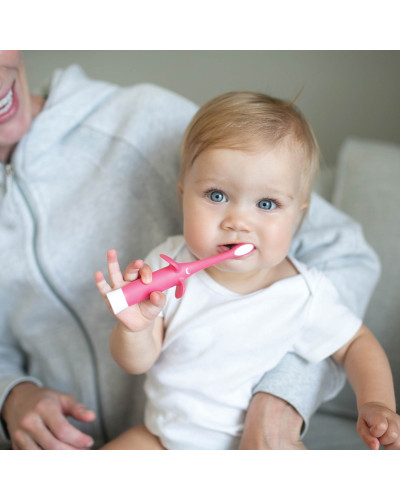 Brosse à dents bébé Dr. Brown's éléphant rose dans son emballage