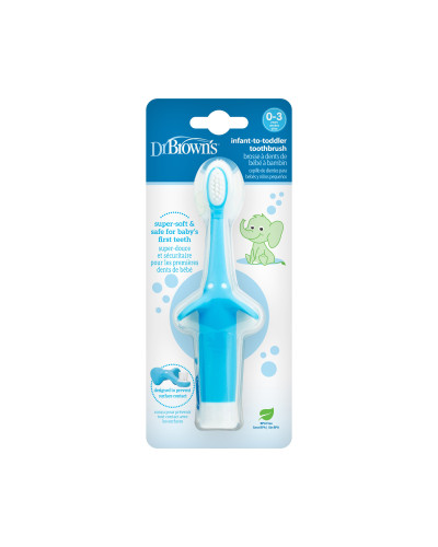 Brosse à dents bébé Dr. Brown's éléphant bleu – vue produit