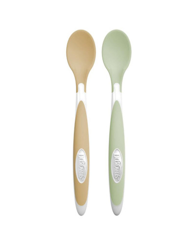 Cucharas para bebé de punta blanda Dr. Brown's, pack de 2 amarilla y verde
