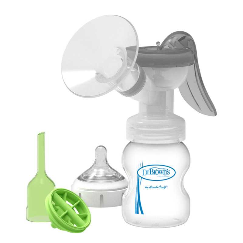 Dr. Brown's manual breast pump with SoftShape shield and 150 ml Options+ bottle Dr. Brown's manual breast pump with SoftShape shield and 150 ml Options+ bottle