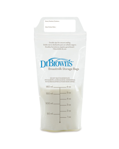 Dr. Brown's 180 ml breastmilk storage bags, box of 25