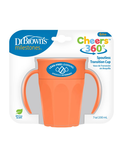 كوب الطفل بدون فوهة Dr. Brown's Cheers360 مرجاني 200 مل