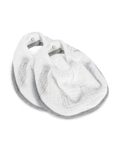 Pack de 2 baberos para bebé Bambula Ocena blanco y gris Walking Mum