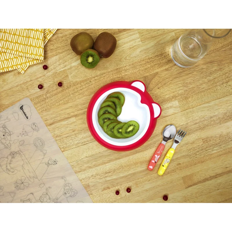 Assiette antidérapante pour bébé rose intense Badabulle | la maison du bebe