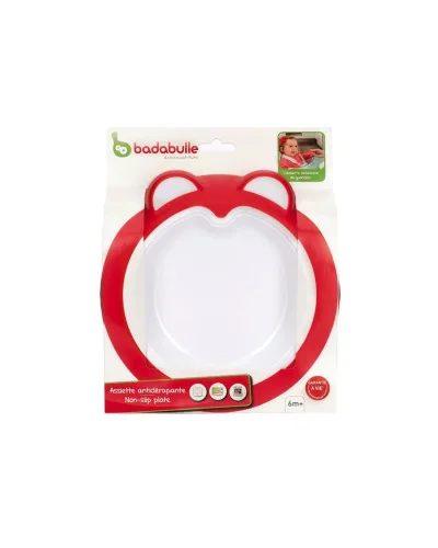 Assiette antidérapante bébé rose intense Badabulle
