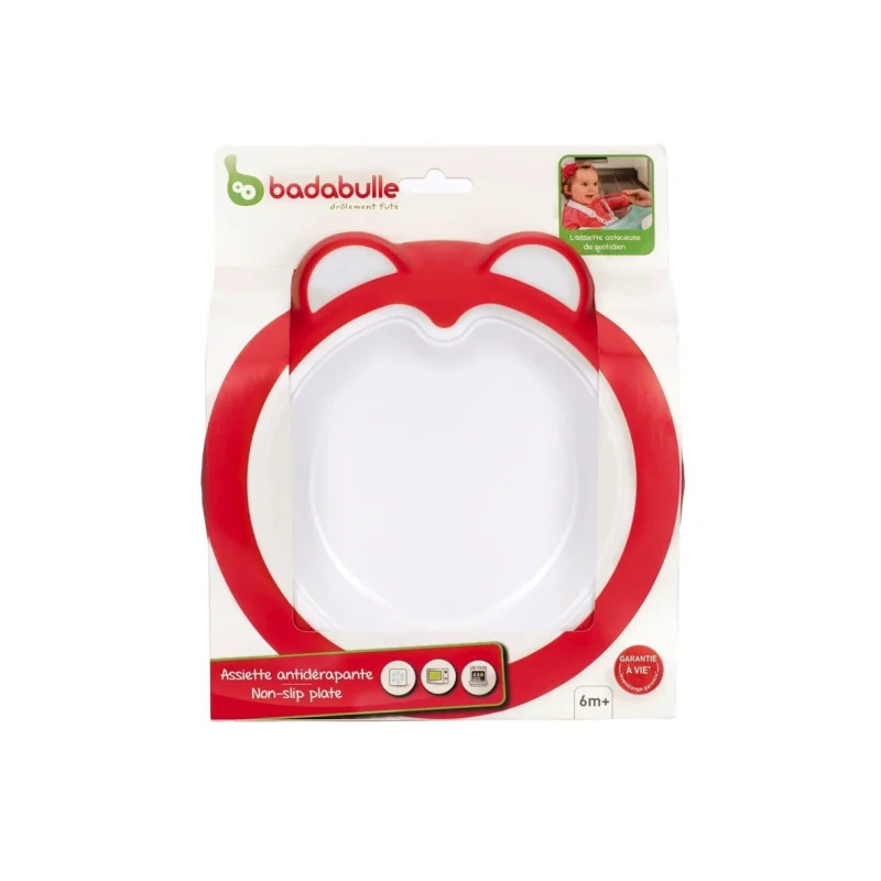 Assiette antidérapante pour bébé rose intense Badabulle | la maison du bebe