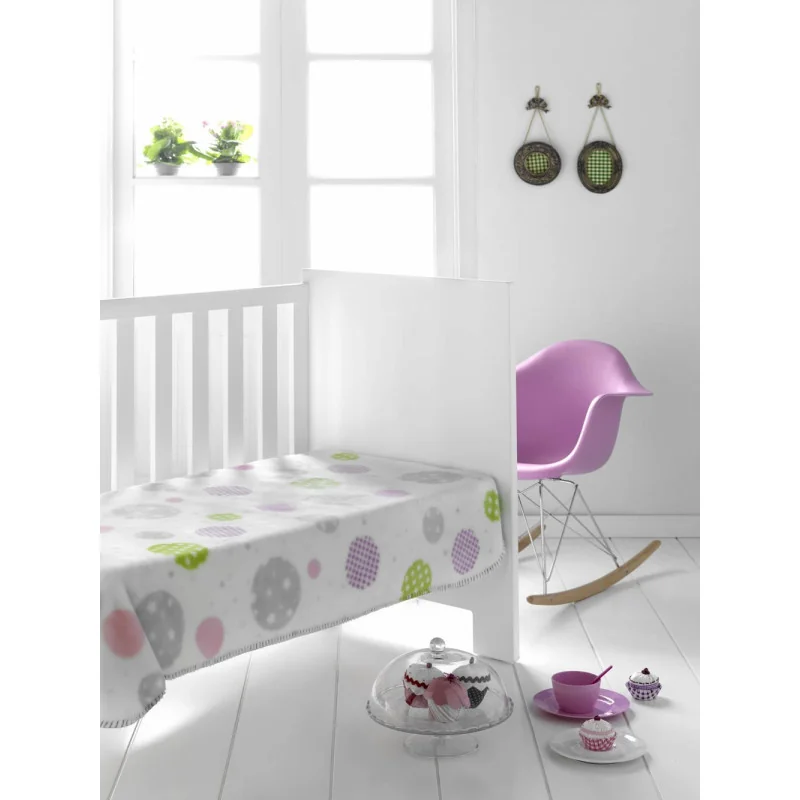 Pink fleece baby blanket with dots 80 x 110 cm Pielsa