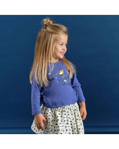T-shirt fille Vela indigo Tutto Piccolo