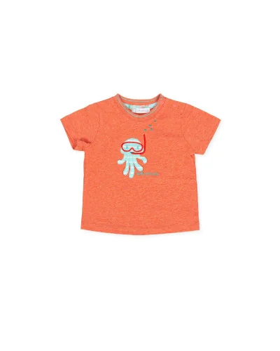 T-shirt manches courtes en maille orange Tutto Piccolo