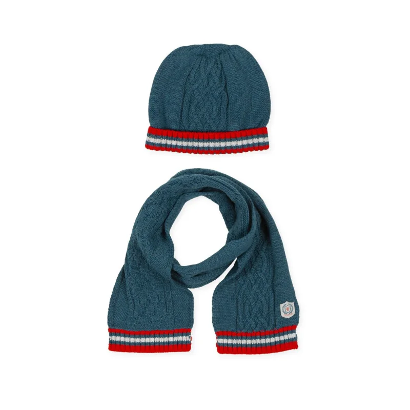 Gorro y bufanda Gemini verde 46 cm Tutto Piccolo