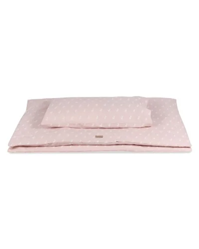 Juego de funda nórdica 2 piezas Deer rosa 100x135 algodón BonjourBébé Premium