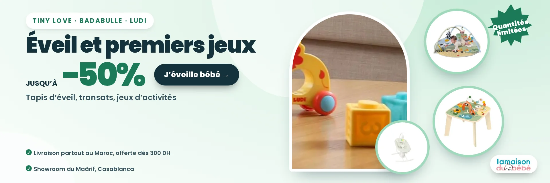 Éveil et premiers jeux Tiny Love, Badabulle et Ludi jusqu’à −50 %